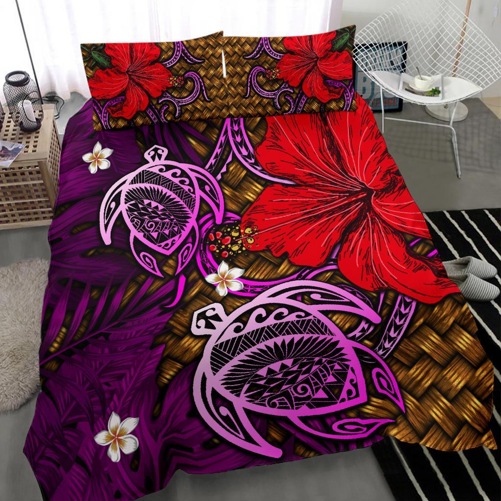 Hawaii Lauhala Hibiscus Polynesian Tropical Pink Bedding Set - Wake Style - AH - Polynesian Pride