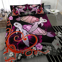 Hawaii Turtle Couple Valentine's Hibiscus Plumeria Bedding Set - Valentine Style - AH - Polynesian Pride