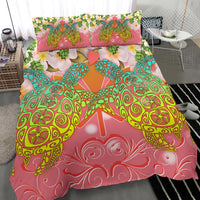 Hawaii Turtle Couple Plumeria Valentine Pattern Bedding Set - Bond Style - AH - Polynesian Pride