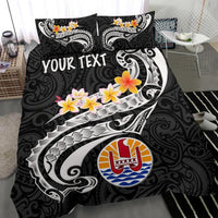 Tahiti Custom Personalised Bedding Set - Tahiti Seal Polynesian Patterns Plumeria (Black) - Polynesian Pride