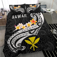Hawaii Bedding Set - Kanaka Maoli Polynesian Patterns Plumeria (Black) - Polynesian Pride