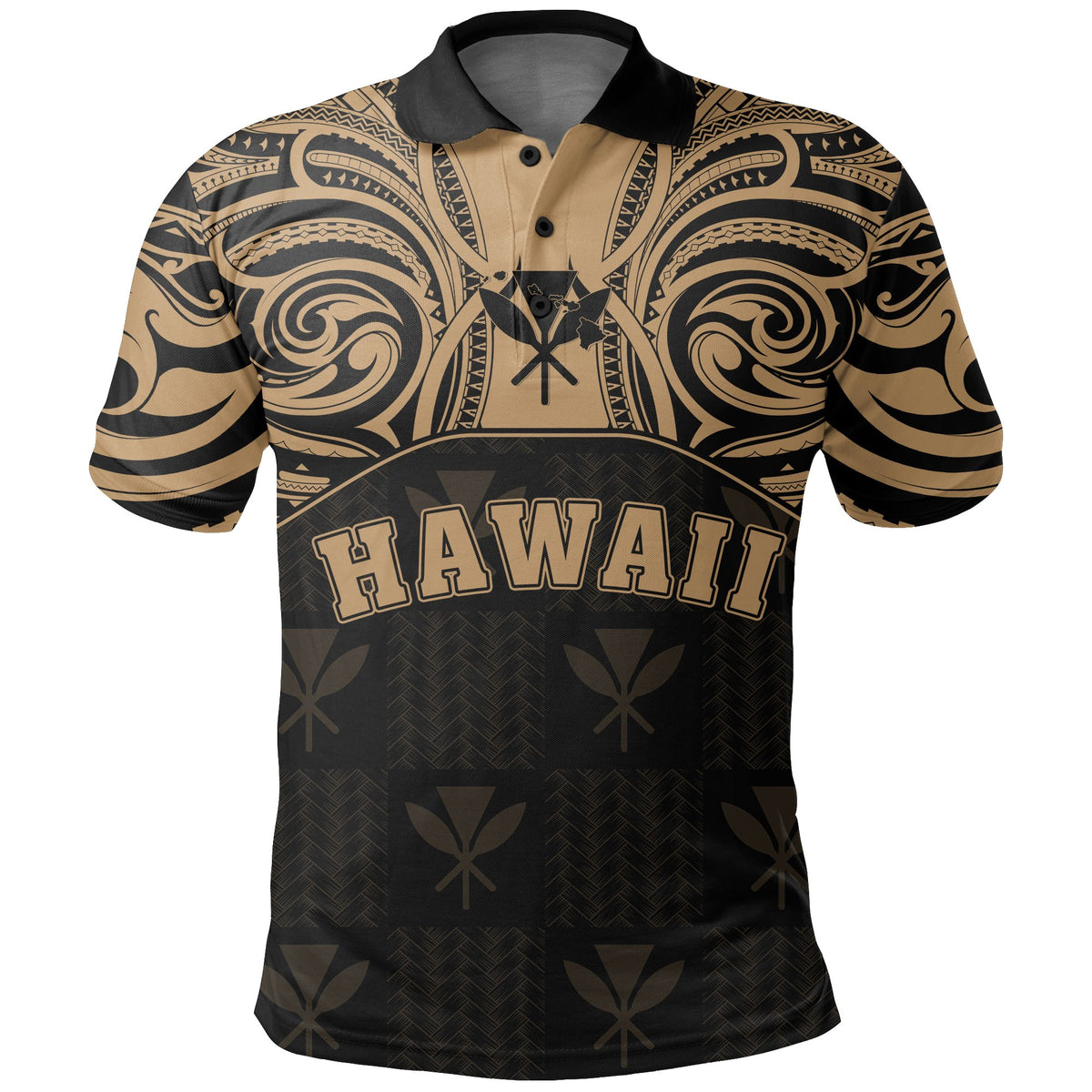 Hawaiian Kanaka Polo Shirt Demodern Gold - Polynesian Pride