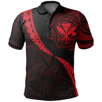 Hawaiian Kanaka Polo Shirt Mano Kihikihi Red - Polynesian Pride