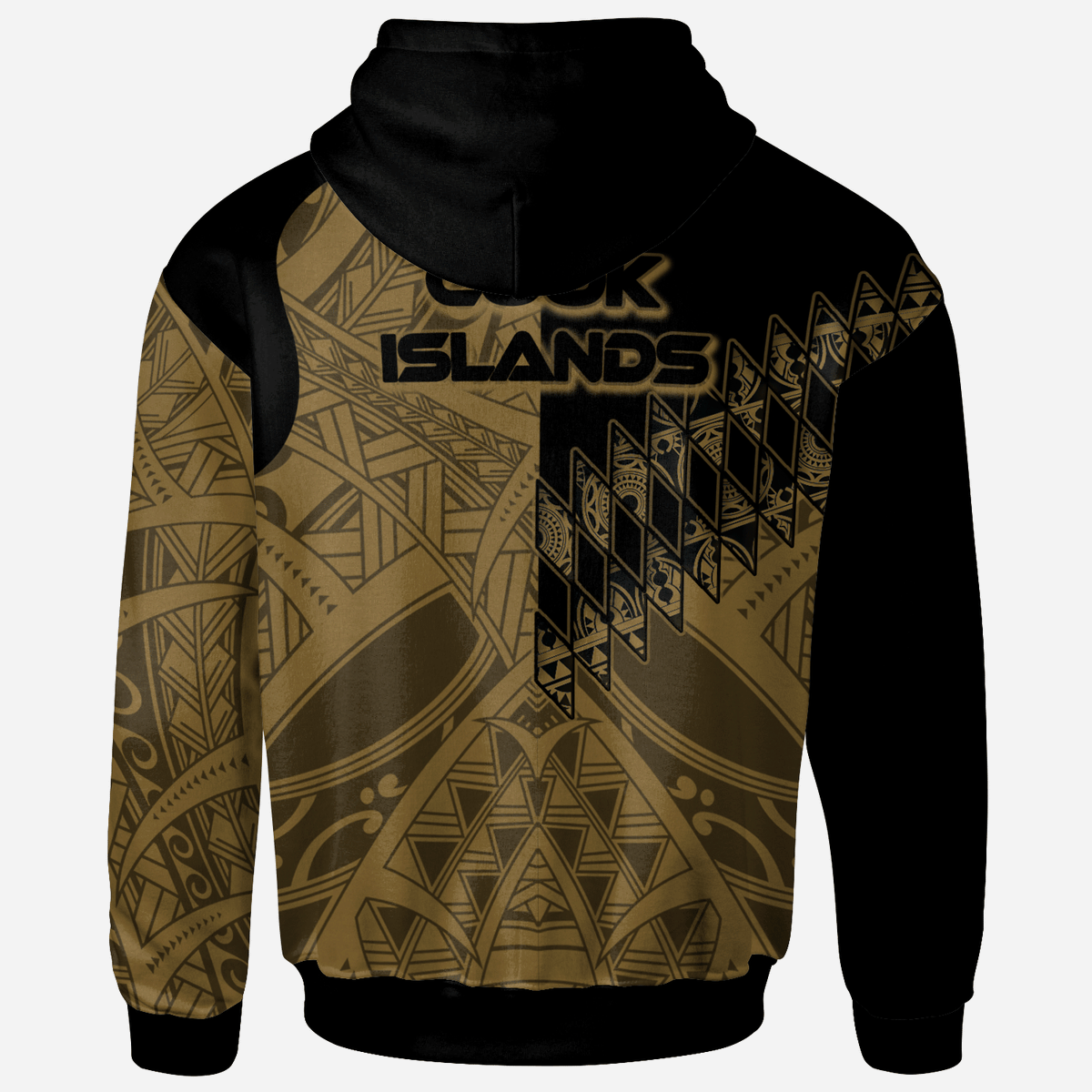 Cook Islands Zip Hoodie Gold Color Symmetry Style - Polynesian Pride