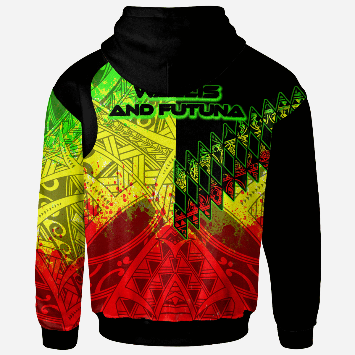 Wallis and Futuna Zip Hoodie Reggage Color Symmetry Style - Polynesian Pride