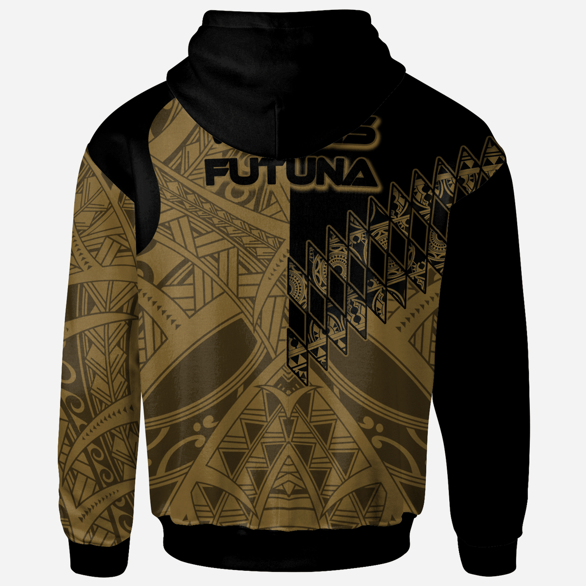 Wallis and Futuna Zip Hoodie Gold Color Symmetry Style - Polynesian Pride