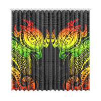 Turtle Window Curtain Reggage Polynesian (Two Pieces) One Size 52"x108"(Two Piece) Black - Polynesian Pride