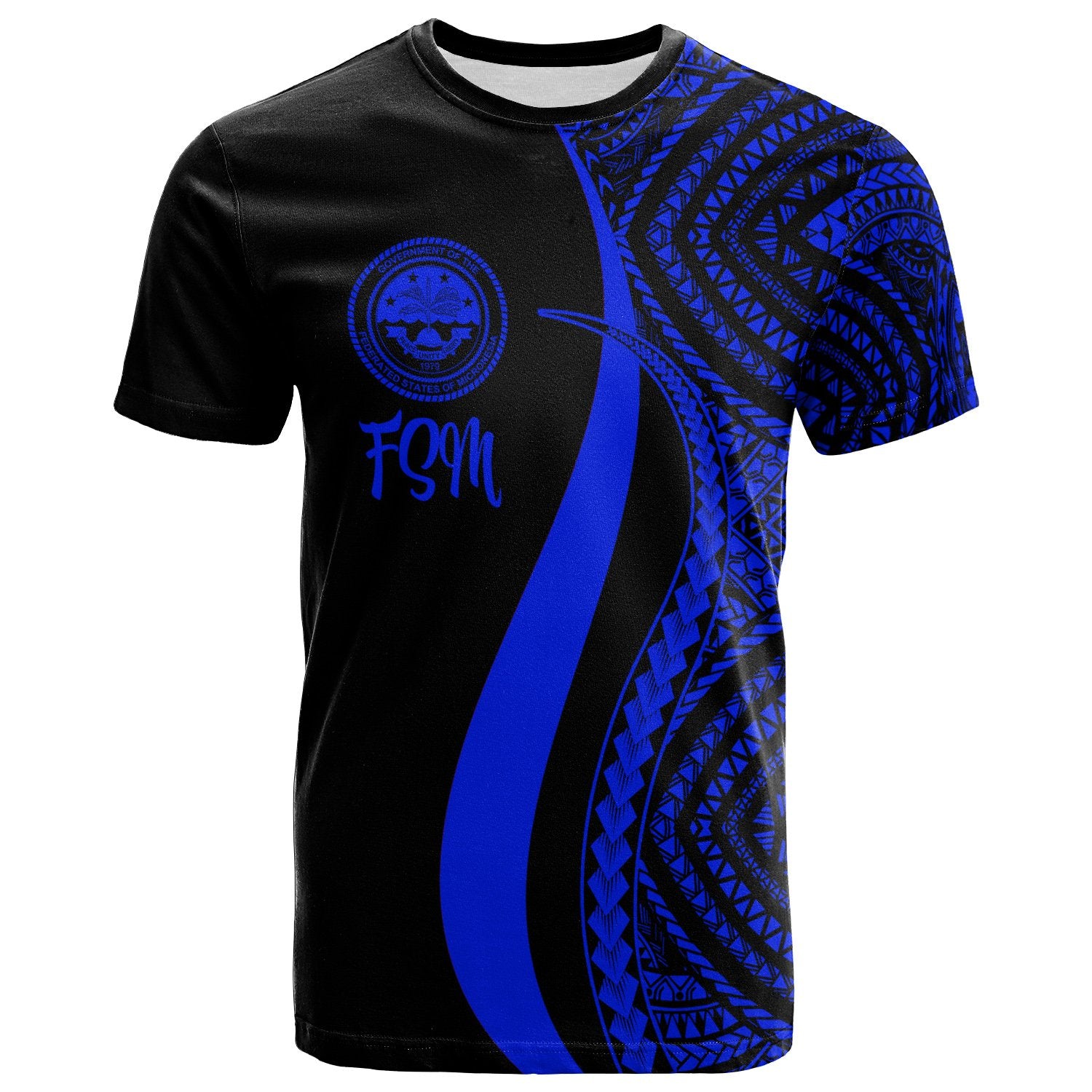 Federated States of Micronesia T Shirt Blue Micronesian Tentacle Tribal Pattern Unisex Blue - Polynesian Pride