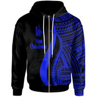 New Caledonia Zip up Hoodie Blue Tentacle Tribal Pattern Unisex Blue - Polynesian Pride