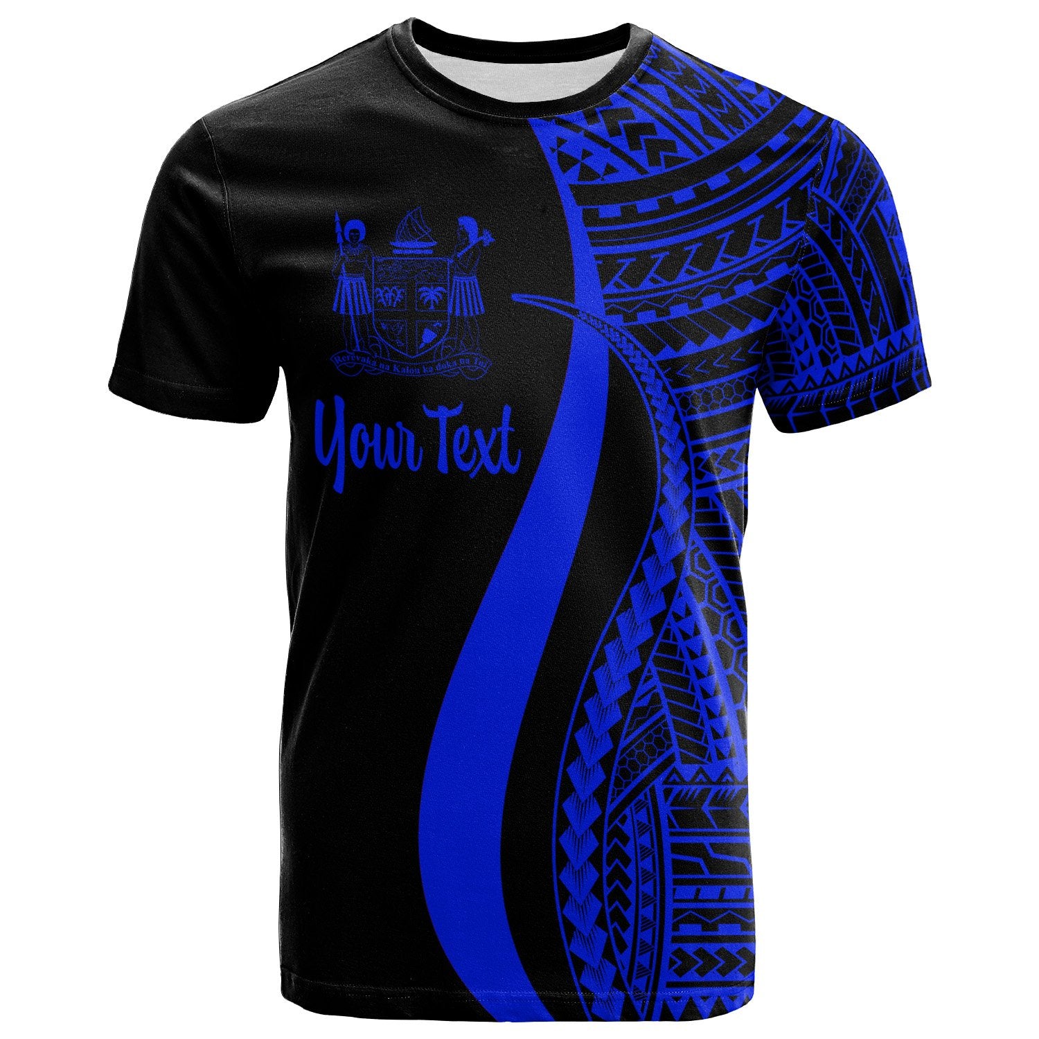 Fiji Custom T Shirt Blue Polynesian Tentacle Tribal Pattern Crest Unisex Blue - Polynesian Pride