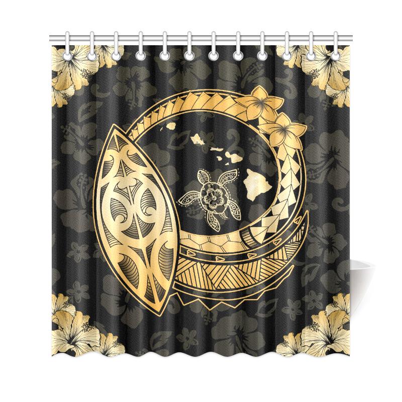 Hawaii Hibiscus Map Polynesian Shower Curtain - Polynesian Pride