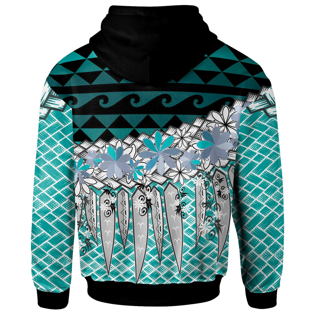 Wallis & Futuna Hoodies Coconut Leaves Weave Pattern Blue - Polynesian Pride