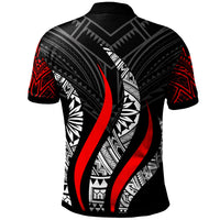 Tonga Polo Shirt Tongan Strong Fire Pattern Red - Polynesian Pride