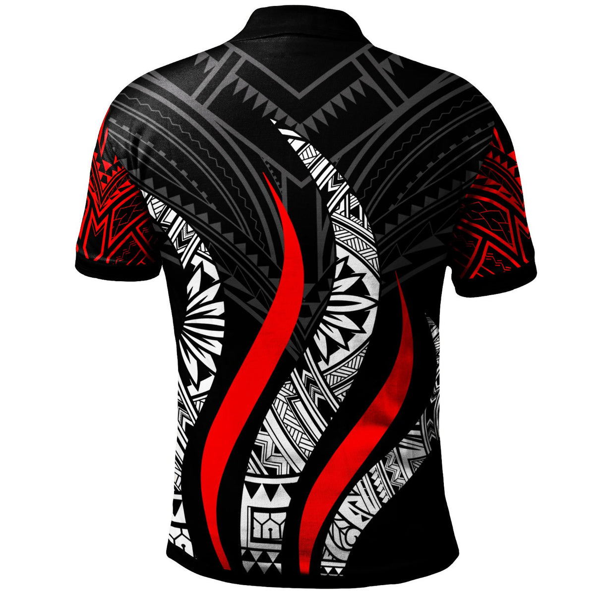 Tahiti Polo Shirt Tahitian Strong Fire Pattern Red - Polynesian Pride
