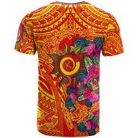 Polynesian T Shirt Vanuatu Symbols With Hibiscus Ver02 - Polynesian Pride