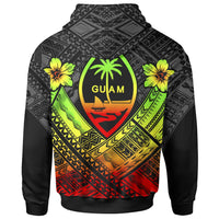 Guam Polynesian Zip up Hoodie Guam Reggae Seal Camisole Hibiscus Style - Polynesian Pride