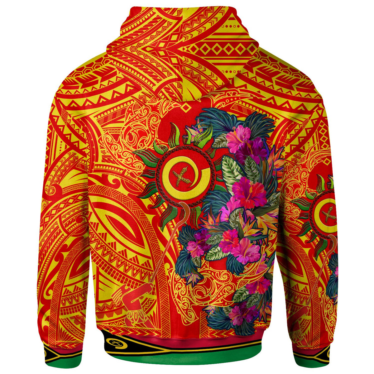 Polynesian Hoodie Vanuatu Symbols With Hibiscus Ver03 - Polynesian Pride
