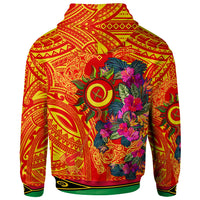 Polynesian Hoodie Vanuatu Symbols With Hibiscus Ver03 - Polynesian Pride