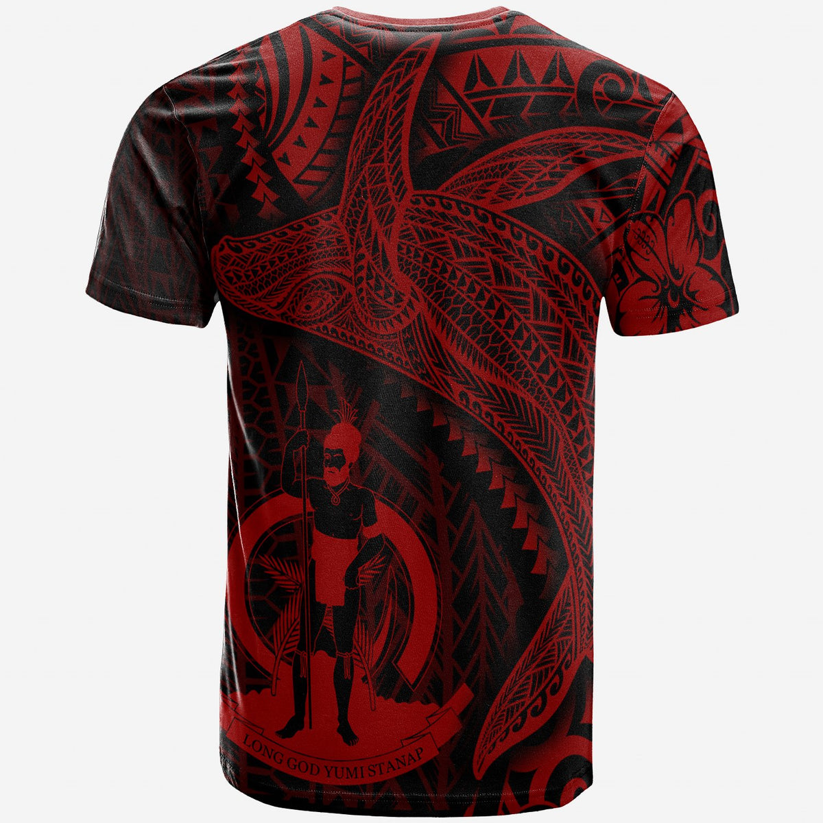 Vanuatu T Shirt Humpback Whale & Coat of Arms Red - Polynesian Pride
