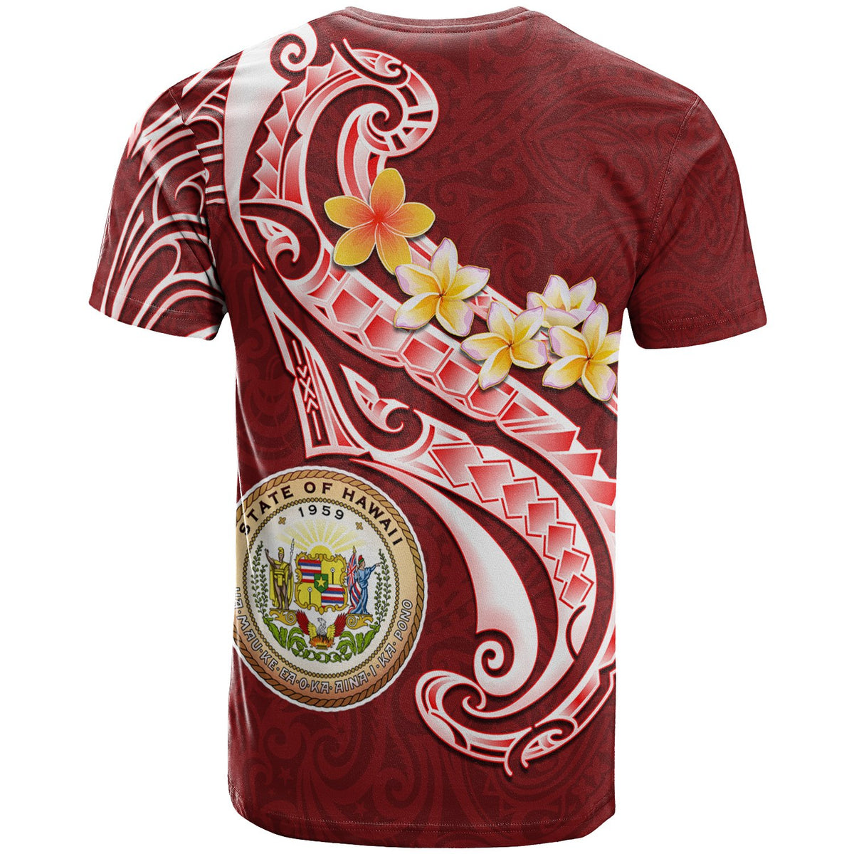 Hawaii Custom T Shirt Hawaii Seal Polynesian Patterns Plumeria - Polynesian Pride