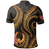 Pohnpei Micronesian Polo Shirt Gold Plumeria - Polynesian Pride