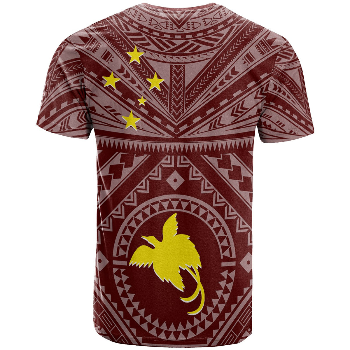 Papua New Guinea T Shirt Flag With Polynesian Patterns (Red) - Polynesian Pride