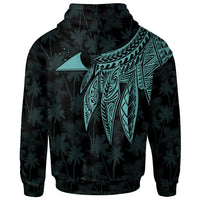 Tokelau Polynesian Zip up Hoodie Polynesian Wings (Turquoise) - Polynesian Pride