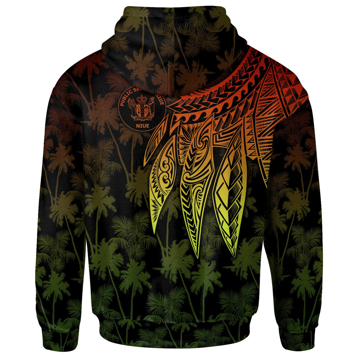 Niue Zip up Hoodie Polynesian Wings (Reggae) - Polynesian Pride