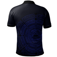 American Samoa Polo Shirt Polynesian Circle (Blue) - Polynesian Pride