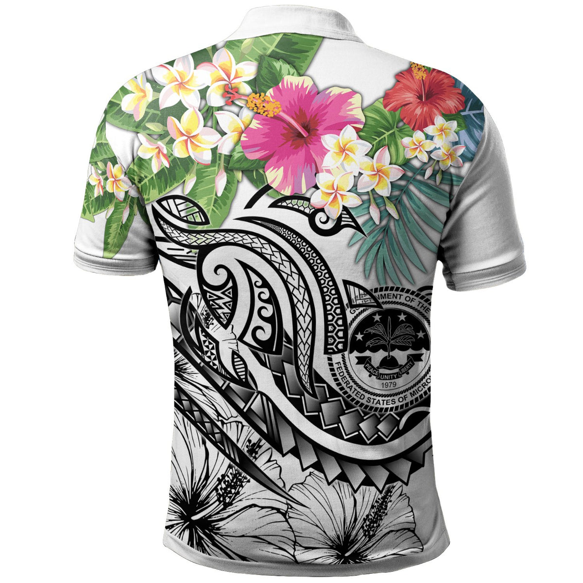 FSM Polynesian Polo Summer Plumeria (White) - Polynesian Pride