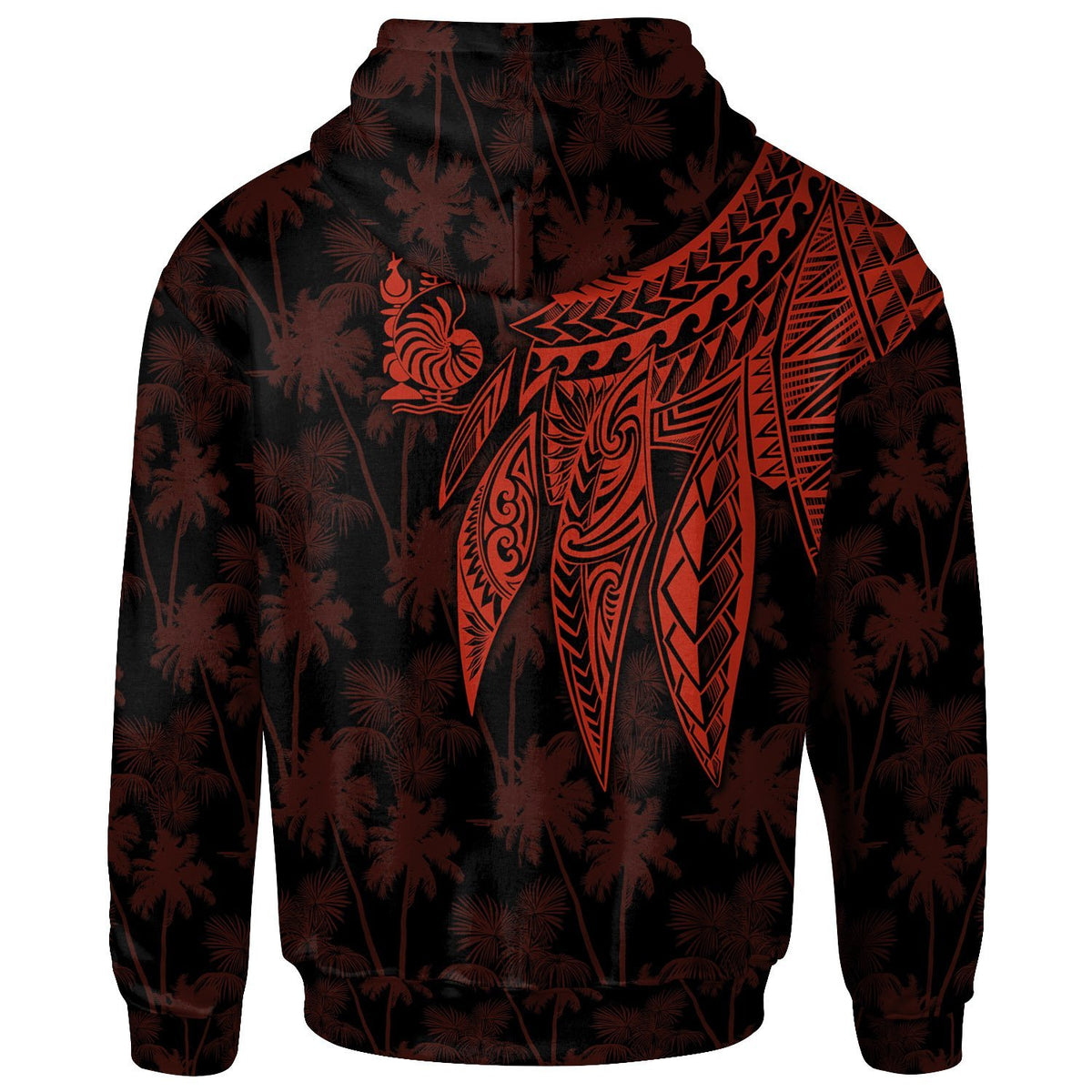 New Caledonia Custom Hoodie Polynesian Wings Red - Polynesian Pride