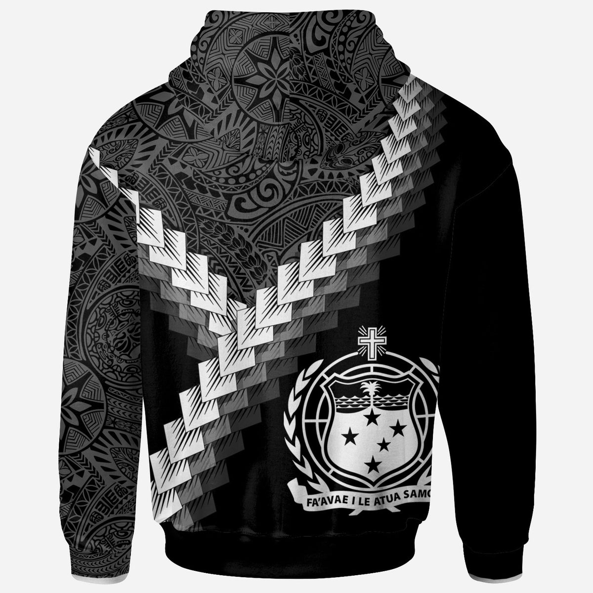 Samoa Hoodie Coat of Arms With Polynesian Tattoo - Polynesian Pride