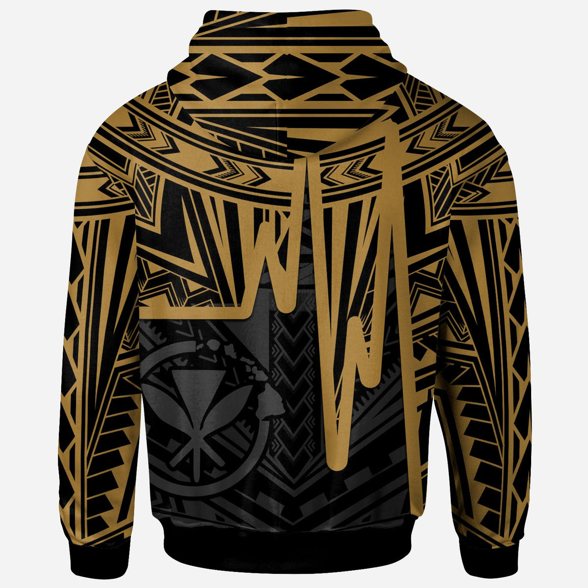 Hawaii Custom Zip up Hoodie Kanaka Maoli With Polynesian Pattern In Heartbeat Style (Gold) - Polynesian Pride