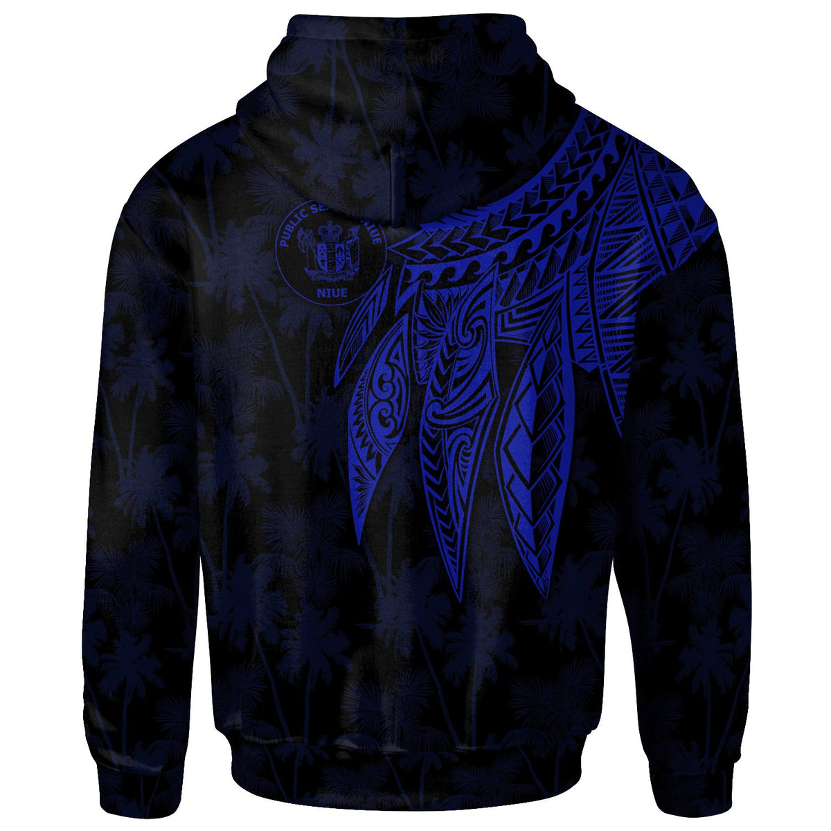 Niue Zip up Hoodie Polynesian Wings (Blue) - Polynesian Pride