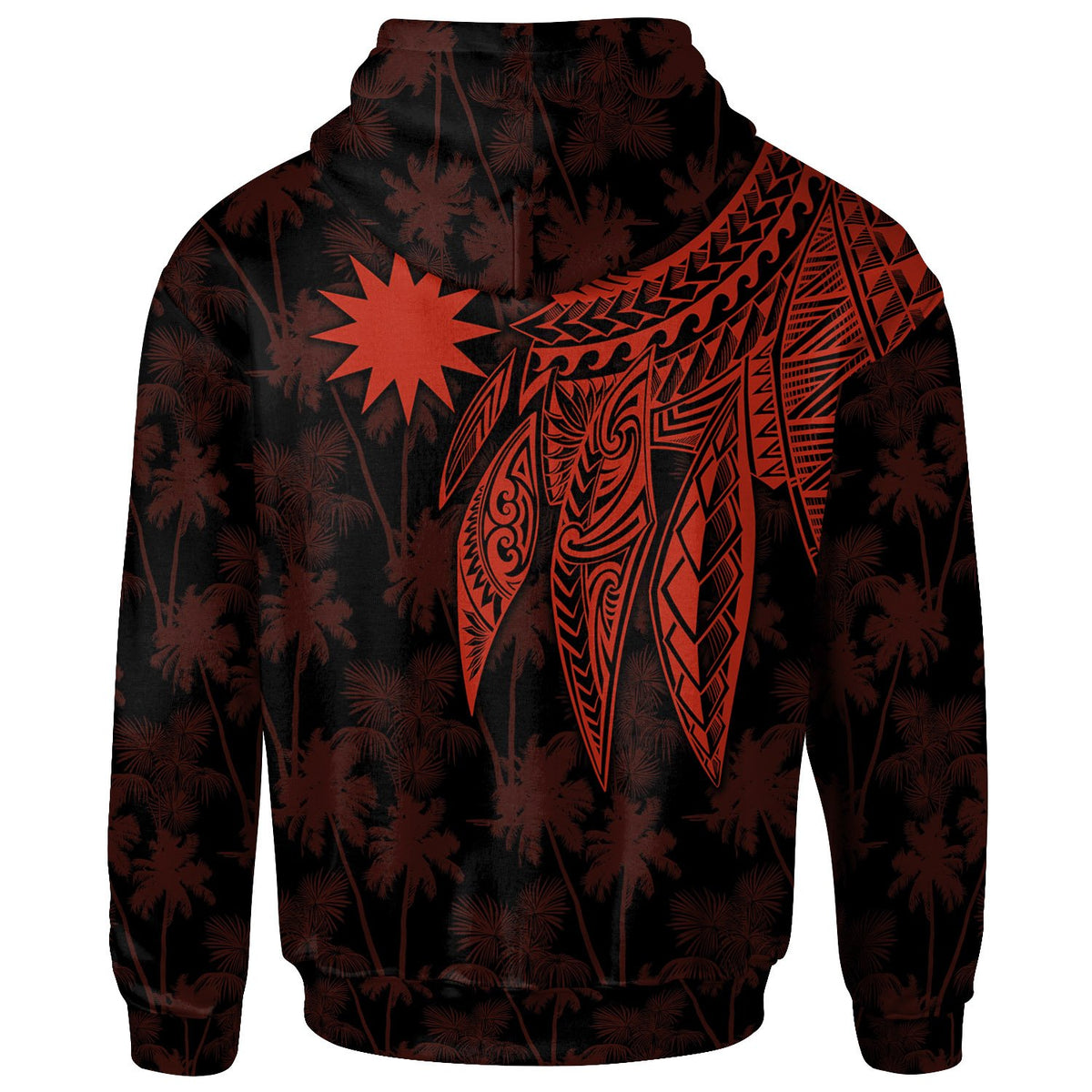 Nauru Custom Hoodie Polynesian Wings Red - Polynesian Pride