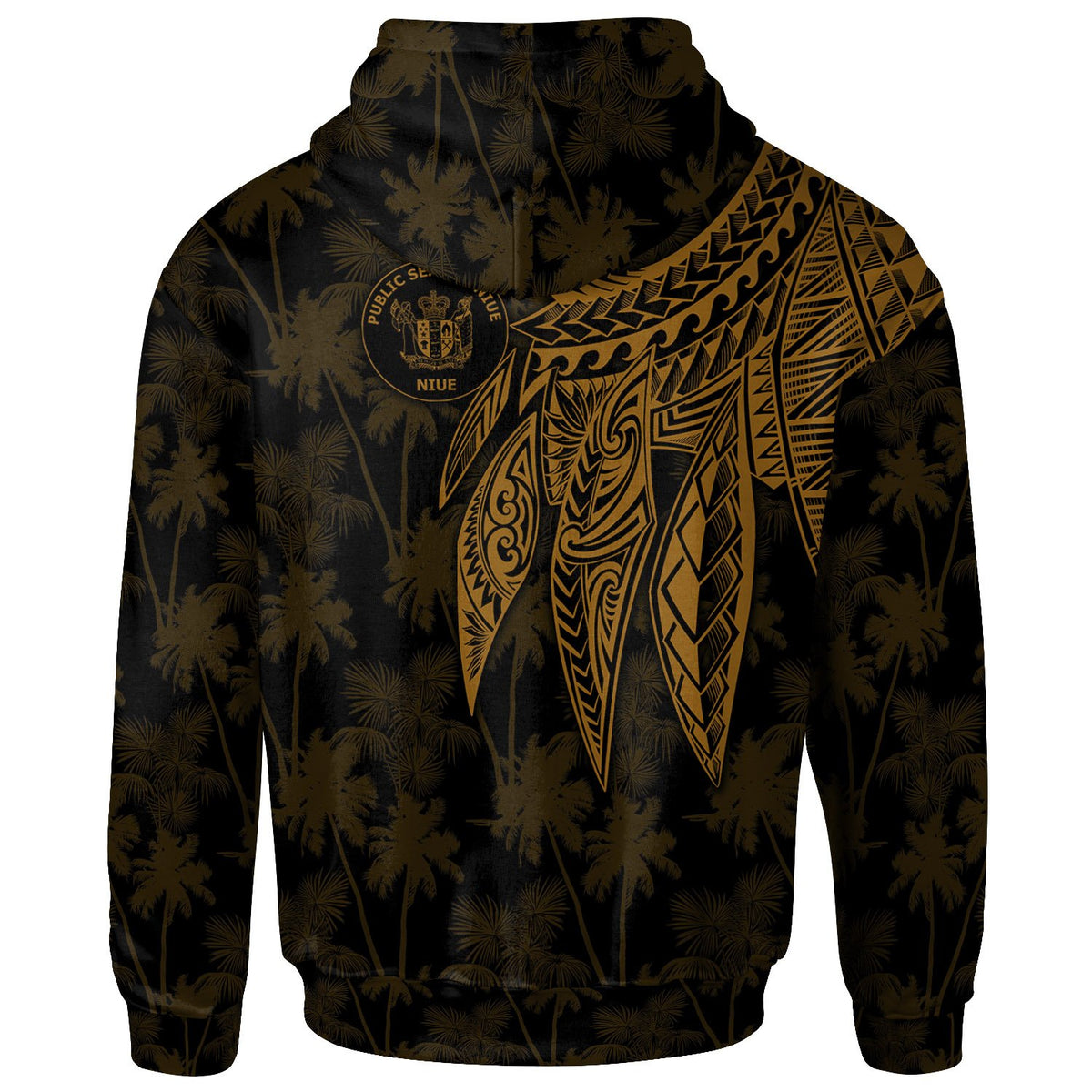 Niue Custom Zip up Hoodie Polynesian Wings (Golden) - Polynesian Pride