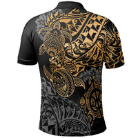 American Samoa Polo Shirt Amerika Samoa Seal Gold Turtle Hibiscus Flowing - Polynesian Pride