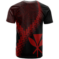 Hawaii Kanaka Maoli T Shirt Hawaii Kanaka Maoli Coat of Arms With Polynesian Tattoo Red - Polynesian Pride
