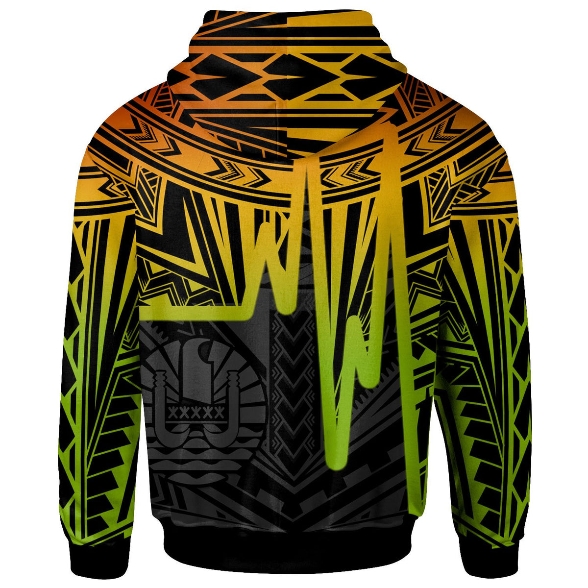 Tahiti Custom Zip up Hoodie Tahiti Seal In Heartbeat Patterns Style (Reggea) - Polynesian Pride