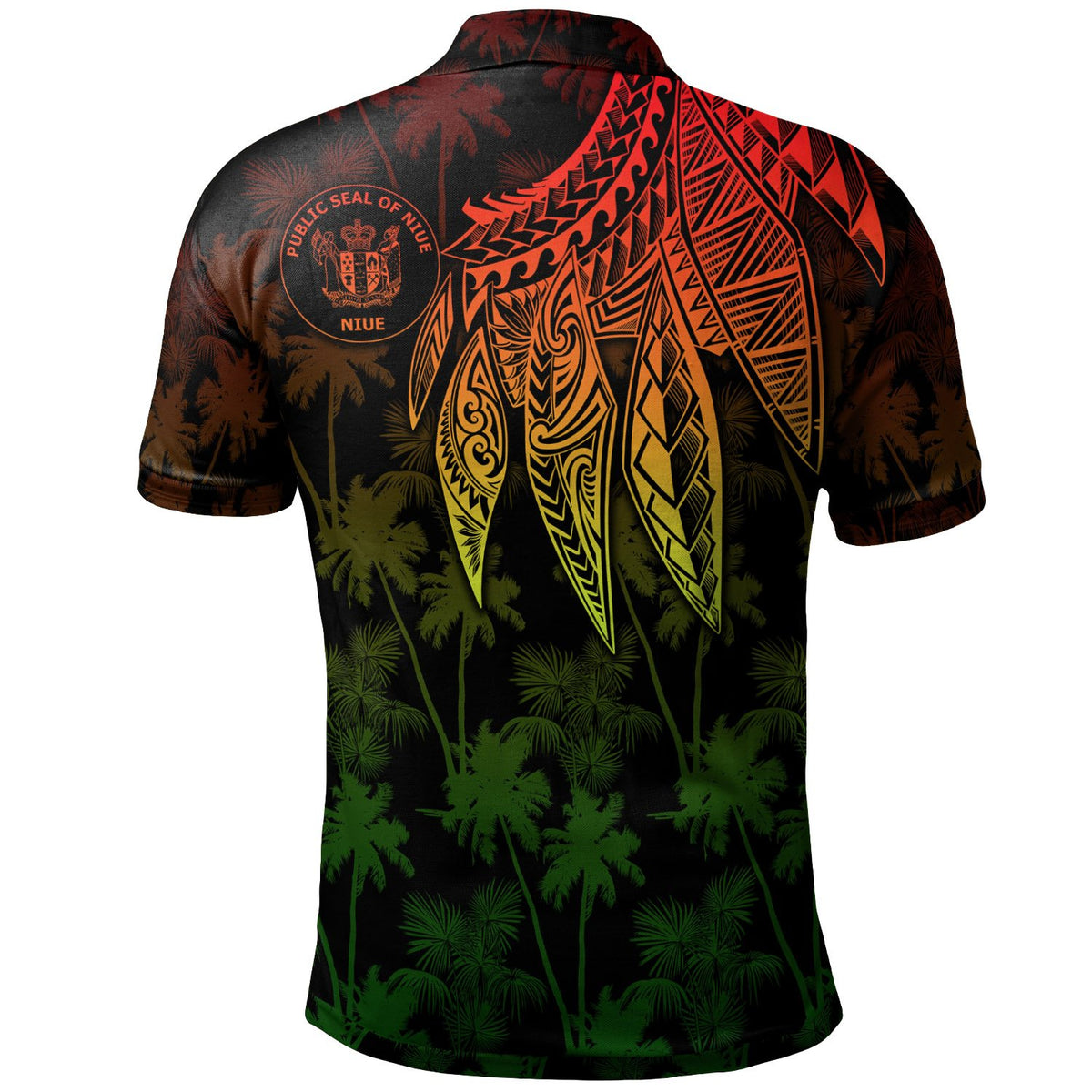 Niue Custom Polo Polynesian Wings (Reggae) - Polynesian Pride
