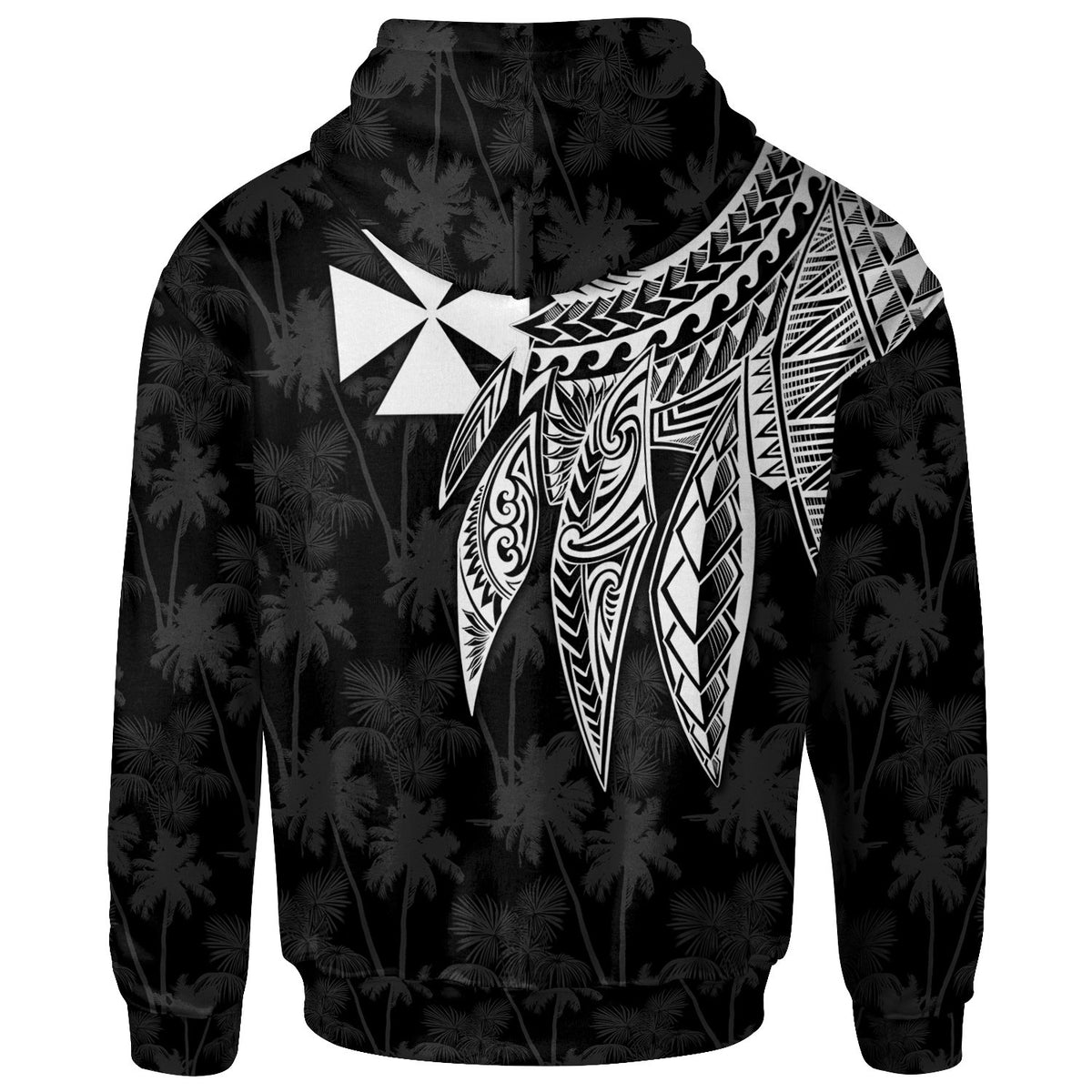 Wallis and Futuna Zip up Hoodie Polynesian Wings White - Polynesian Pride