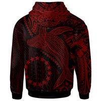 Cook Islands Zip up Hoodie Humpback Whale & Coat of Arms Red - Polynesian Pride