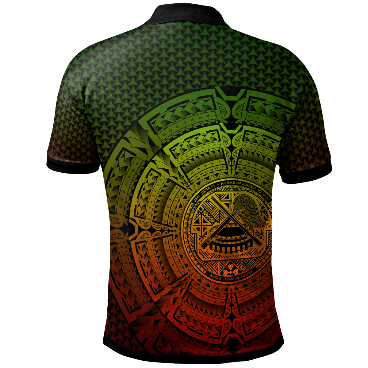 American Samoa Polo Shirt Polynesian Circle (Reggae) - Polynesian Pride