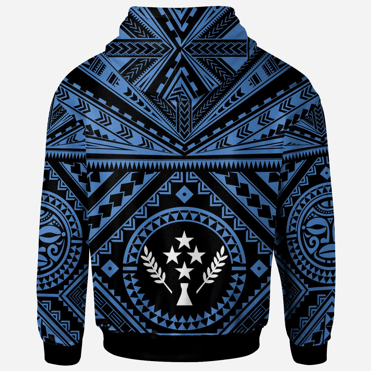 Kosrae Zip up Hoodie Kosrae Flag In Polynesian Tattoo Style (Blue) - Polynesian Pride