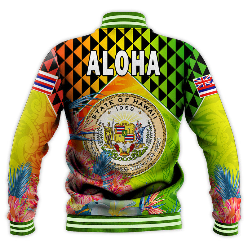 Hawaii Baseball Jacket Hawaiian Tribal Kanaka Maoli Hibiscus LT14 - Polynesian Pride