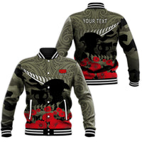 (Custom Personalised) New Zealand ANZAC 2022 Baseball Jacket Maori Camouflage LT14 Unisex Blue - Polynesian Pride