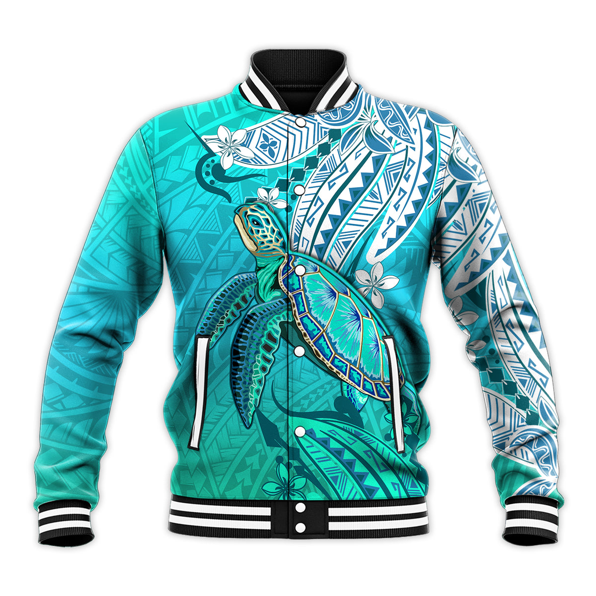 Hawaiian Islands Baseball Jacket Turtle Mix Hawaii Polynesian LT13 - Polynesian Pride