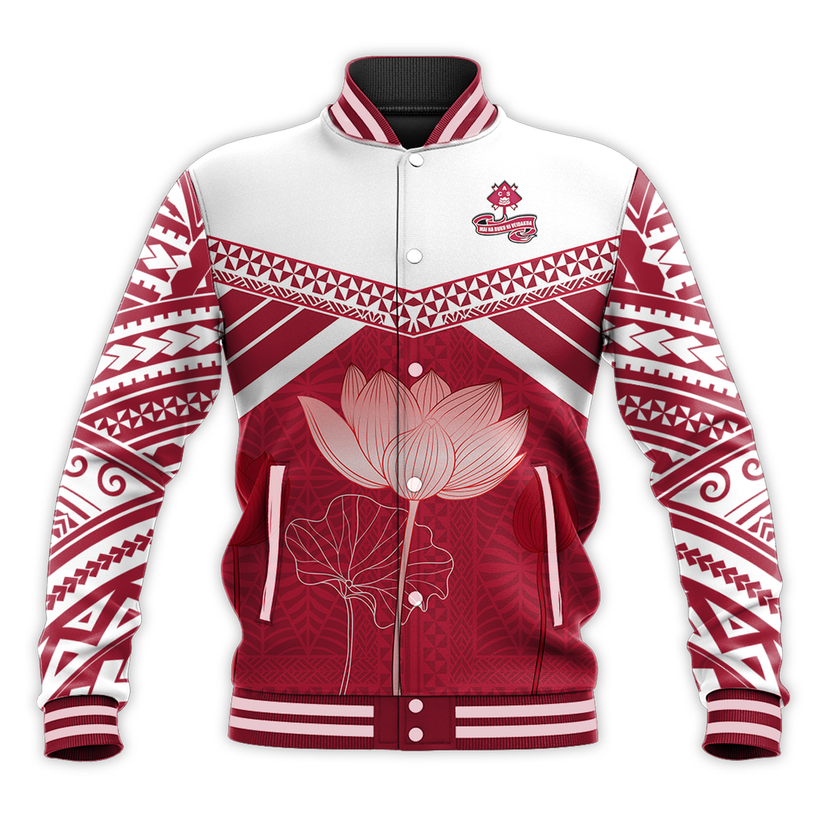 Adi Cakobau Baseball Jacket Fiji School LT13 Unisex Crimson - Polynesian Pride