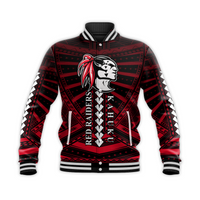 Polynesian Red Raiders Baseball Jacket - Kahuku Hawaii School LT13 Unisex Black - Polynesian Pride