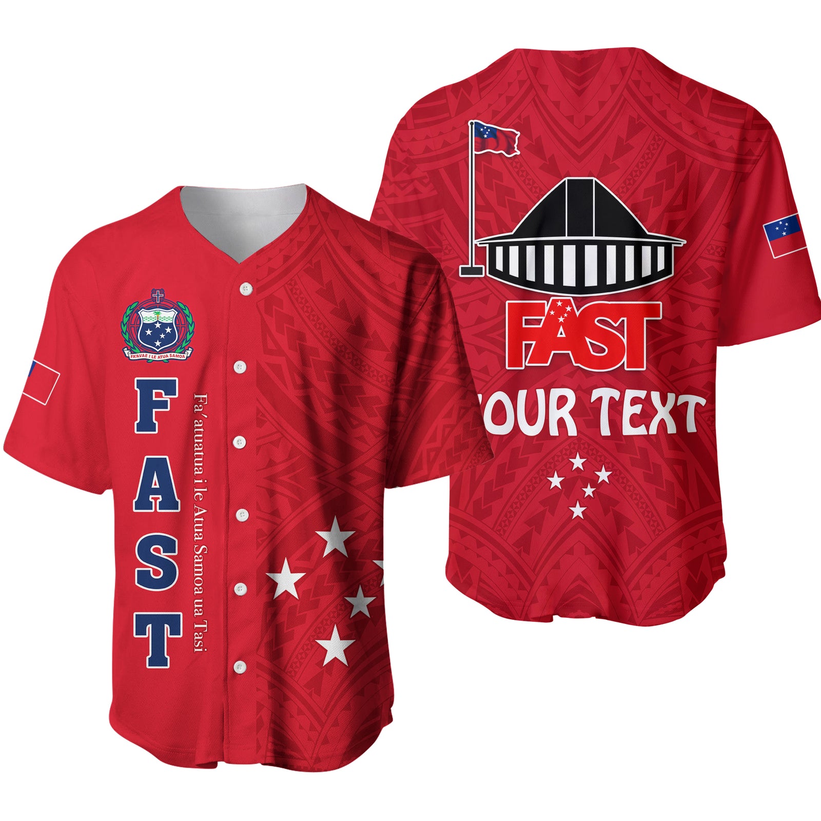 (Custom Personalised) F.A.S.T Samoa Baseball Jersey We Ready Polynesian Samoan LT13 Red - Polynesian Pride